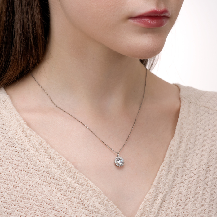 Срібна підвіска з фіанітами. Артикул SZDN08819-P/12/1