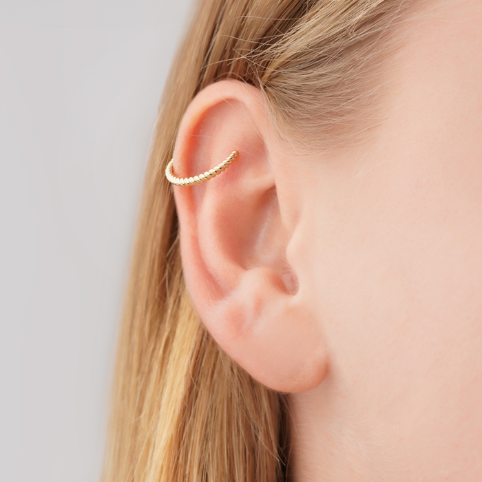 Серьга-каффа из желтого золота без вставки 27016/03/0