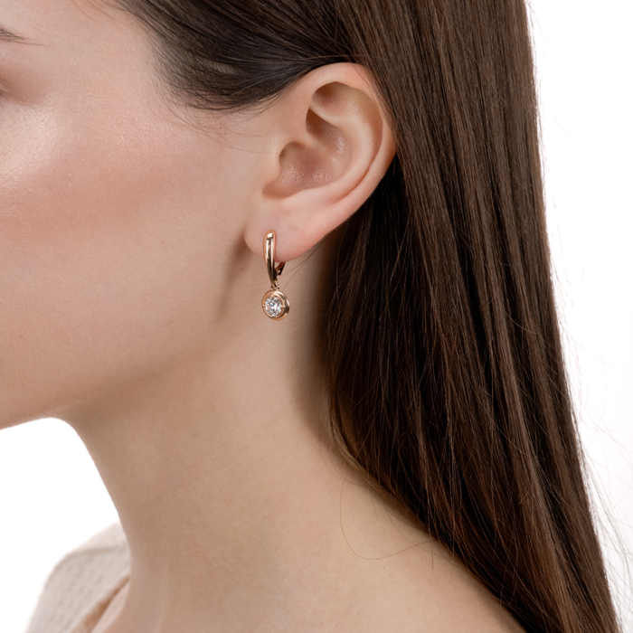 Золоті сережки з фіанітом. Артикул 22735/01/0/22