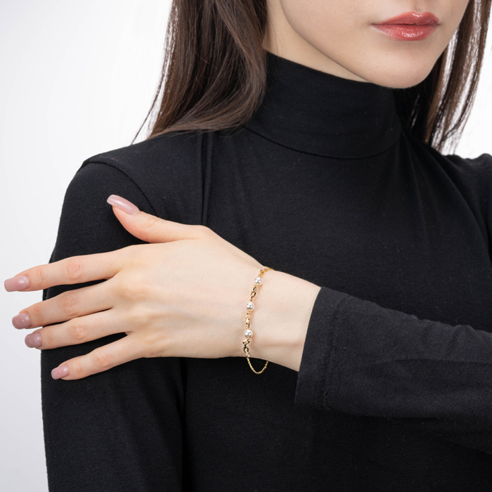 Срібний браслет с перлами та фіанітами. Артикул BRT 10575 G-B/20/4609