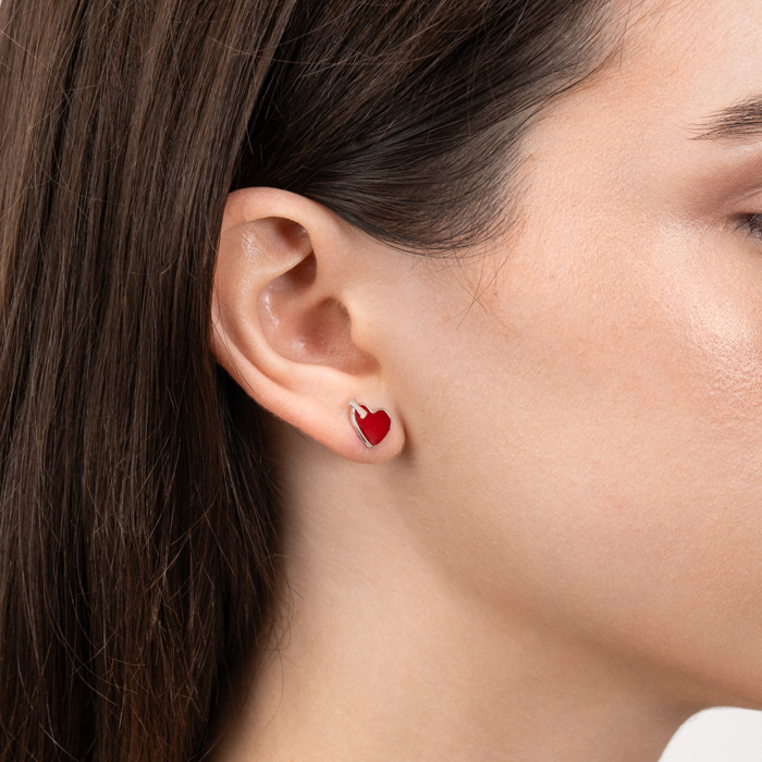 Срібні сережки з емаллю. Артикул EA51313-red-E/12/392