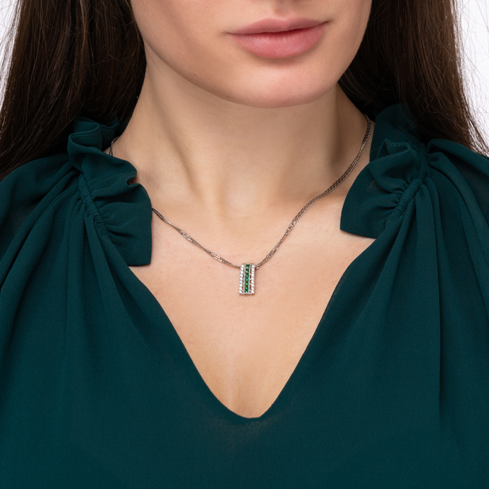 Срібна підвіска з фіанітами. Артикул F-153-P/12/808