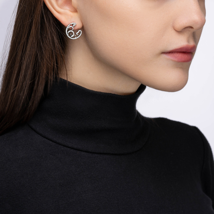 Серебряные пуссеты с фианитами. Артикул ME15417A-E/12/1