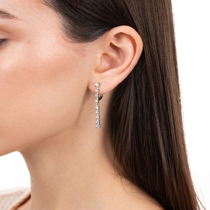 Срібні сережки з фіанітами. Артикул DE06404-E/12/1