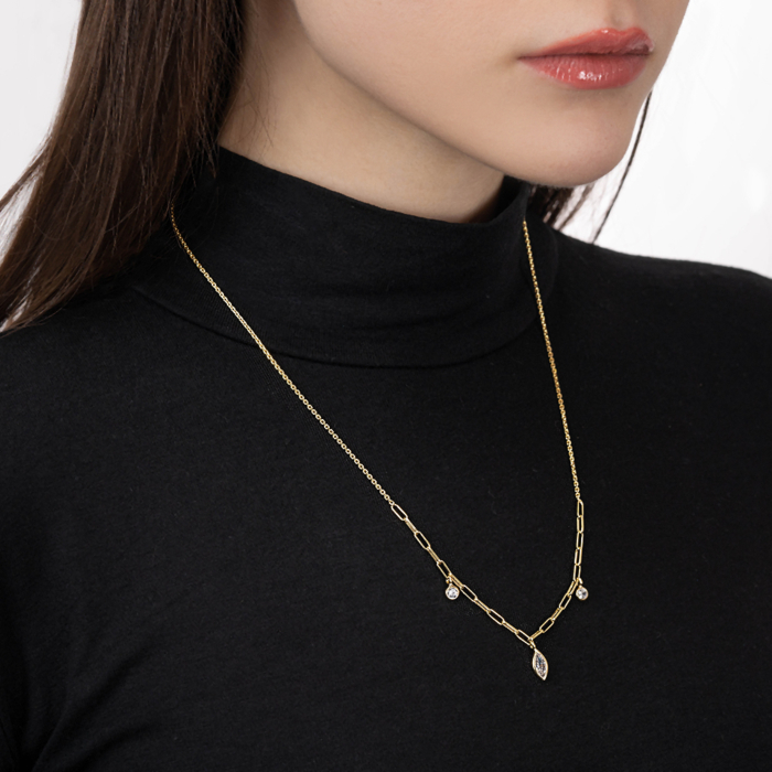 Серебряное колье с фианитами. Артикул CLT 10216 G-K/20/1