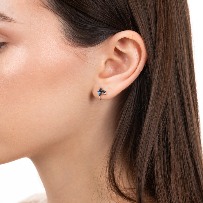 Срібні сережки з фіанітами. Артикул PLA-TE-1301-BL-S-E/12/3285