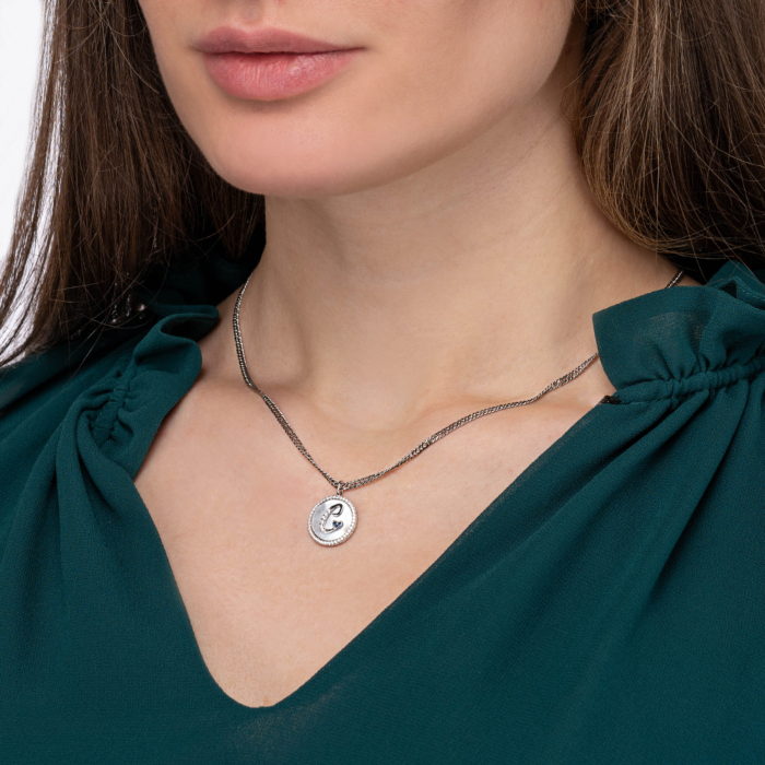 Срібна підвіска з фіанітами та перламутром. Артикул MP14289A-P/12/4500