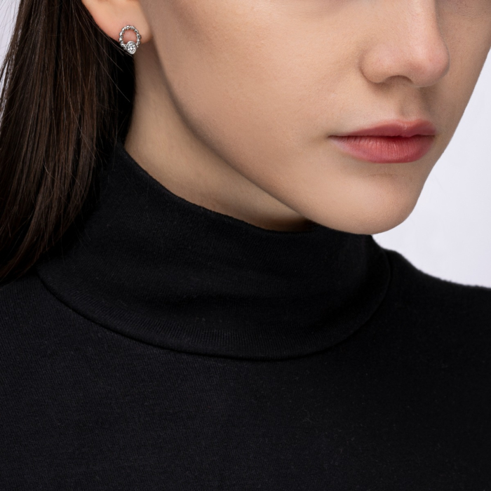 Срібні пусети з фіанітом. Артикул ME15490A-E/12/1