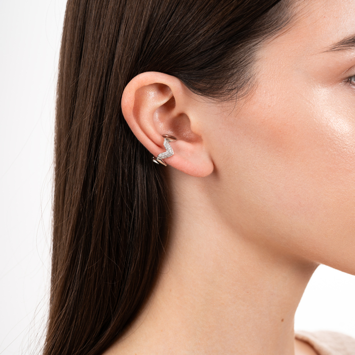 Серебряная серьга-каффа с фианитами. Артикул TB08000-E/12/1