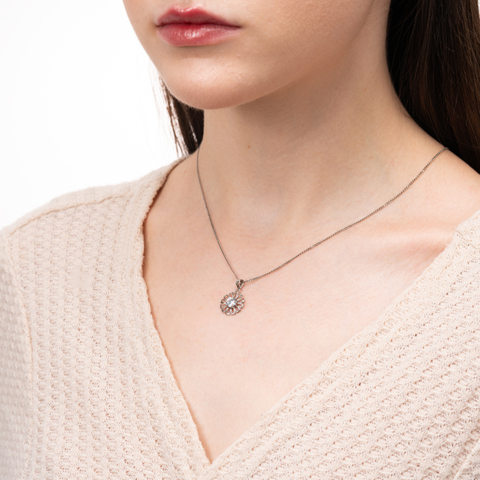 Срібна підвіска з фіанітом. Артикул SP01007-P/12/1