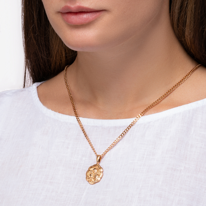 Золотая подвеска-иконка Божией Матери «Почаевская». Артикул 31577