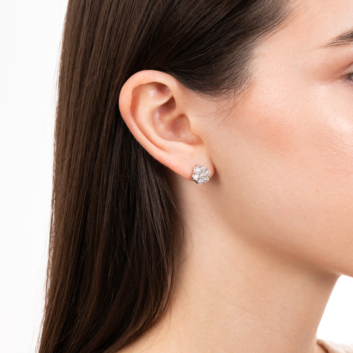 Срібні сережки з фіанітами. Артикул TE-1526-S-E/12/1