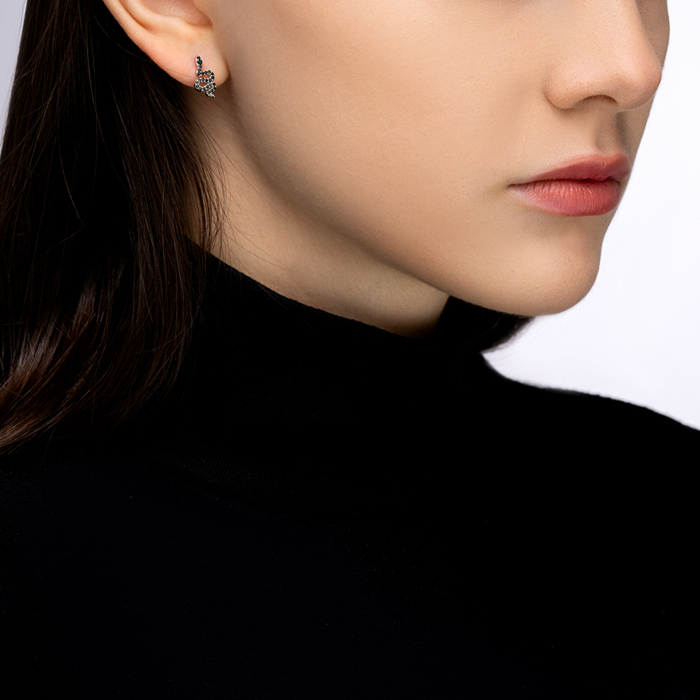 Серебряные пуссеты с фианитами. Артикул ME15380A-E/12/526