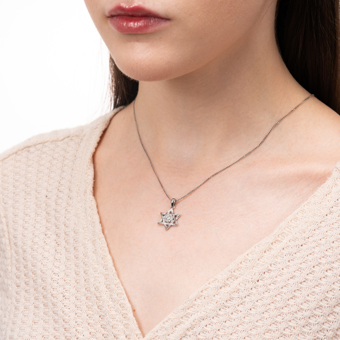 Срібна підвіска Зірка Давида з фіанітами. Артикул SZDP01817-P/12/1