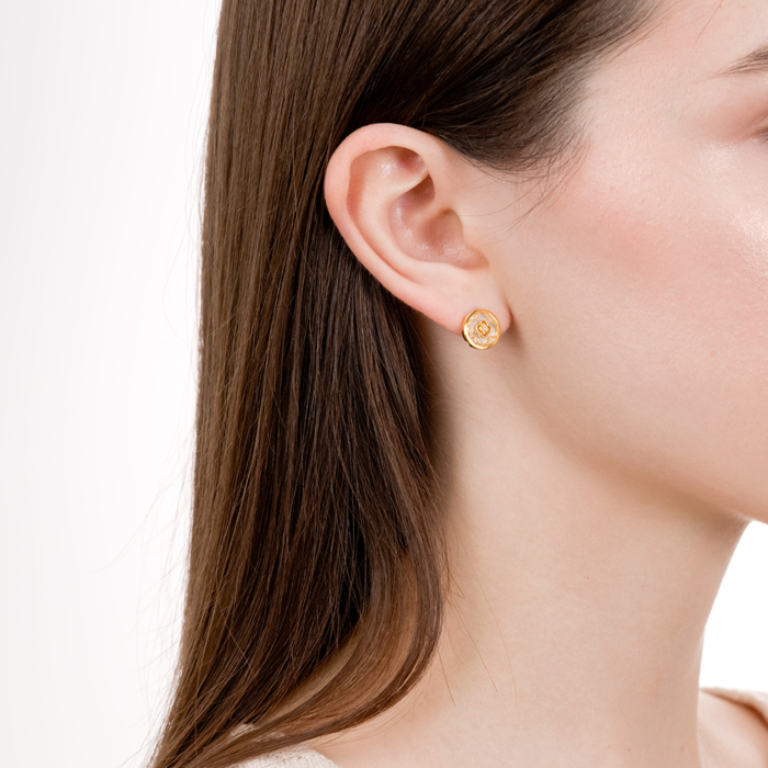 Срібні сережки з перламутром. Артикул HJES-2150-GOLD-E/20/1090