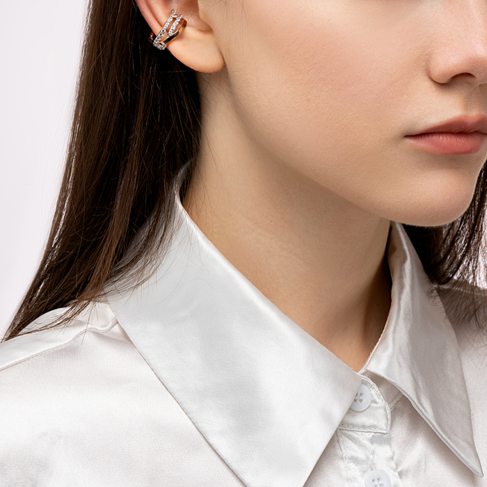 Золотая серьга-каффа с фианитами. Артикул 23322/01/1/159