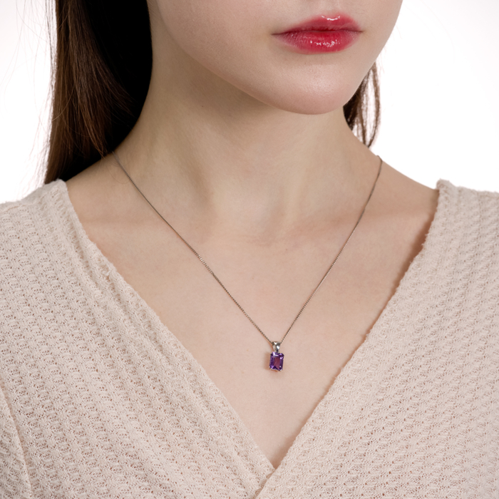 Срібна підвіска з аметистом. Артикул KRS 629-AM-P/12/7481