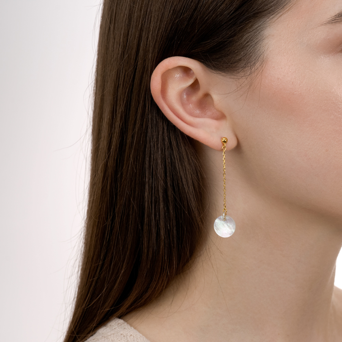 Срібні сережки з перламутром. Артикул TE-3366-GOLD-E/20/1090