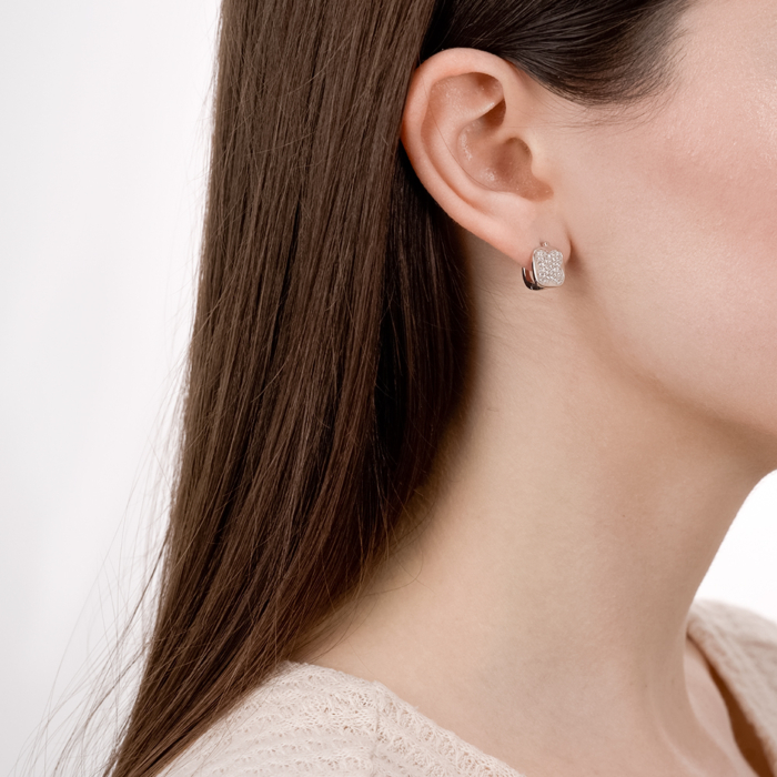Срібні сережки з фіанітами. Артикул PB05280-E/12/1