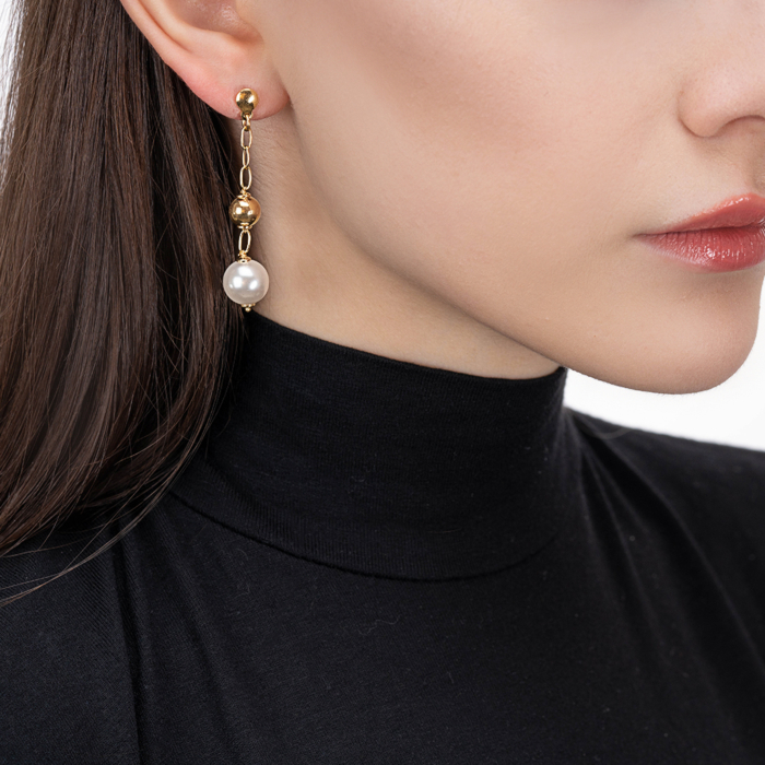 Серебряные серьги с жемчугом. Артикул ORT  8831 G-E/20/4614