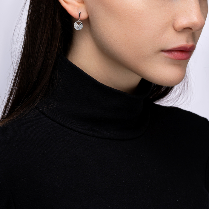 Сережки-підвіски з фіанітами. Артикул ME15310A-E/12/1