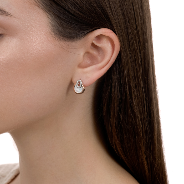 Серебряные серьги с фианитами и перламутром. Артикул HJES-2154-S-2-E/15/1090