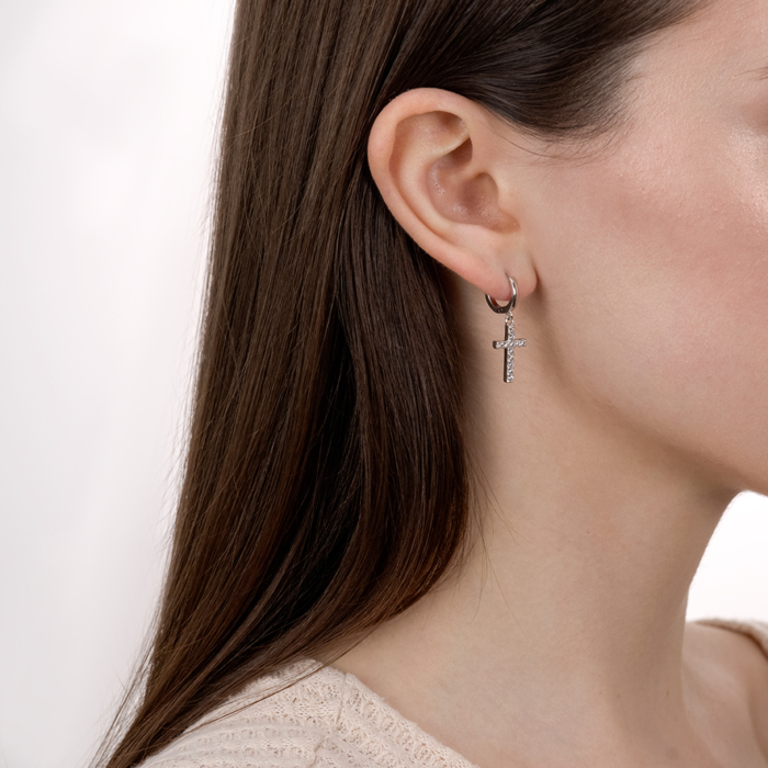 Срібні сережки з фіанітами. Артикул DE08294-E/12/1