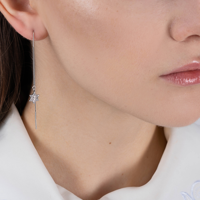 Серебряные серьги с фианитами. Артикул SE00362-E/12/1