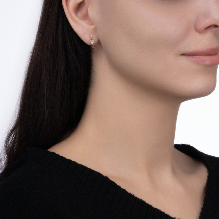 Золоті сережки з фіанітами. Артикул 22812/01/0/1