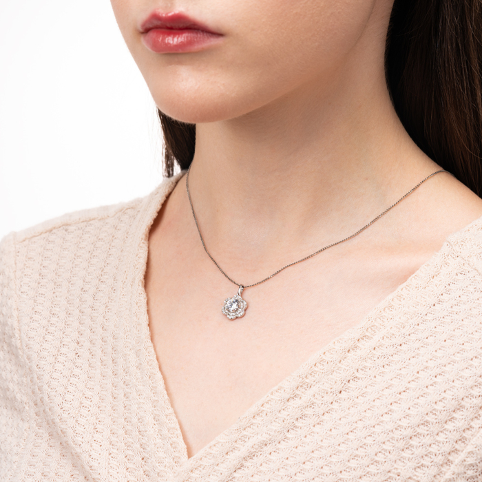 Срібна підвіска з фіанітами. Артикул SZDN08762-P/12/1