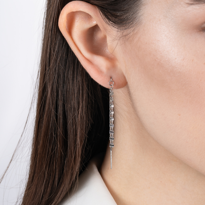 Серебряные серьги-протяжки. Артикул SE00365-E/12