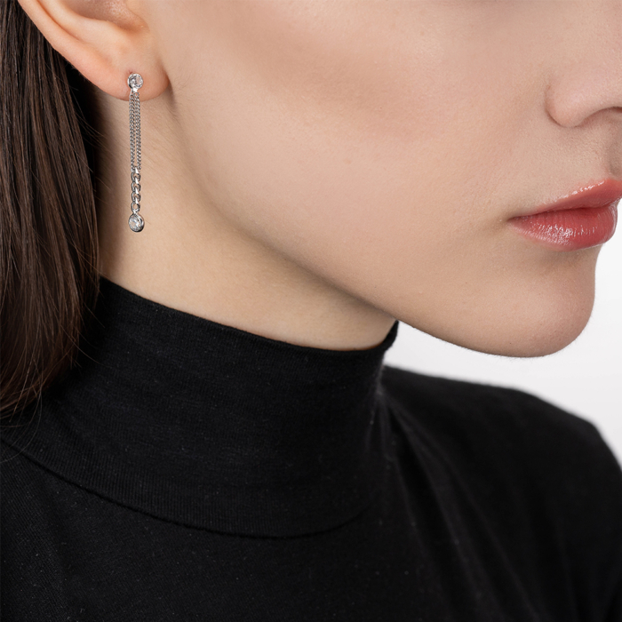 Серебряные серьги с фианитами. Артикул ORT  7823 RH-E/12/1