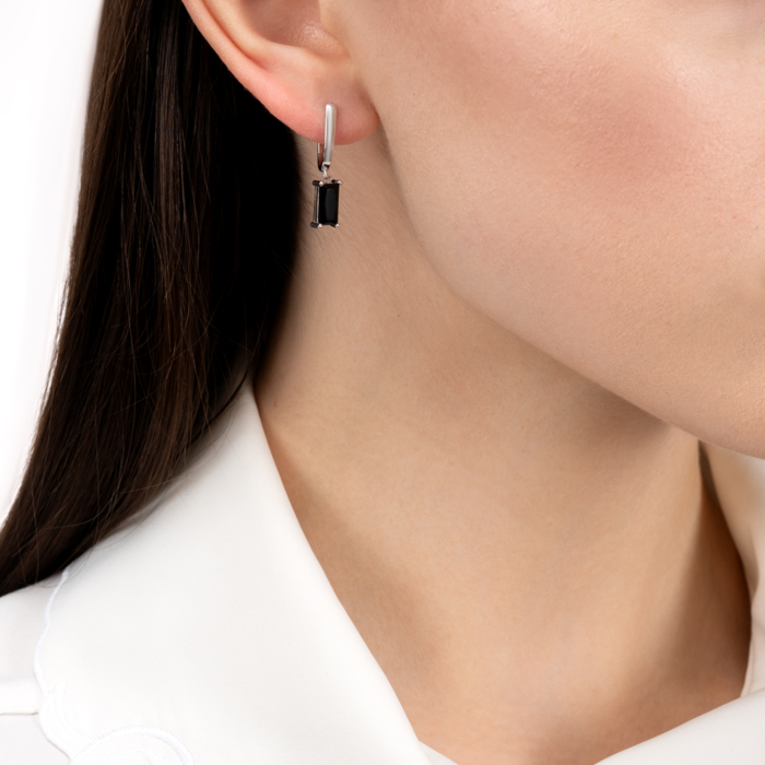 Серебряные серьги с фианитом. Артикул B02019-E/12/526