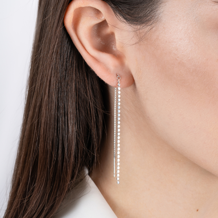 Срібні сережки-протяжки. Артикул SE00354-E/12