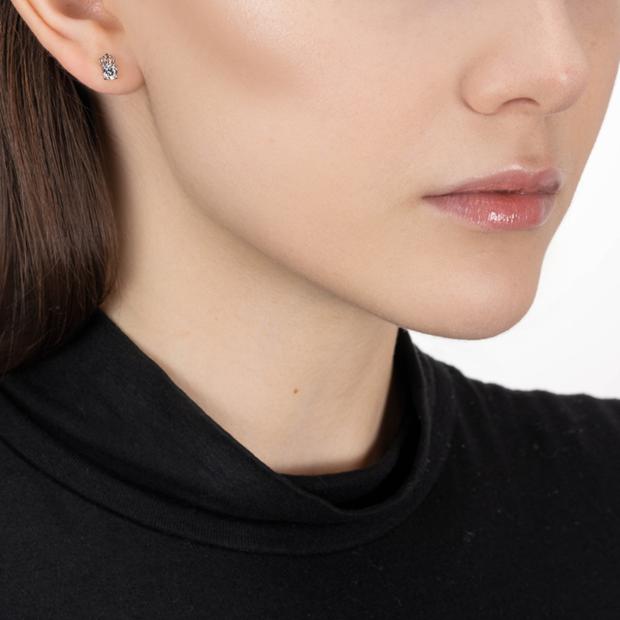 Срібні пусети з фіанітом. Артикул SE01472-E/12/1