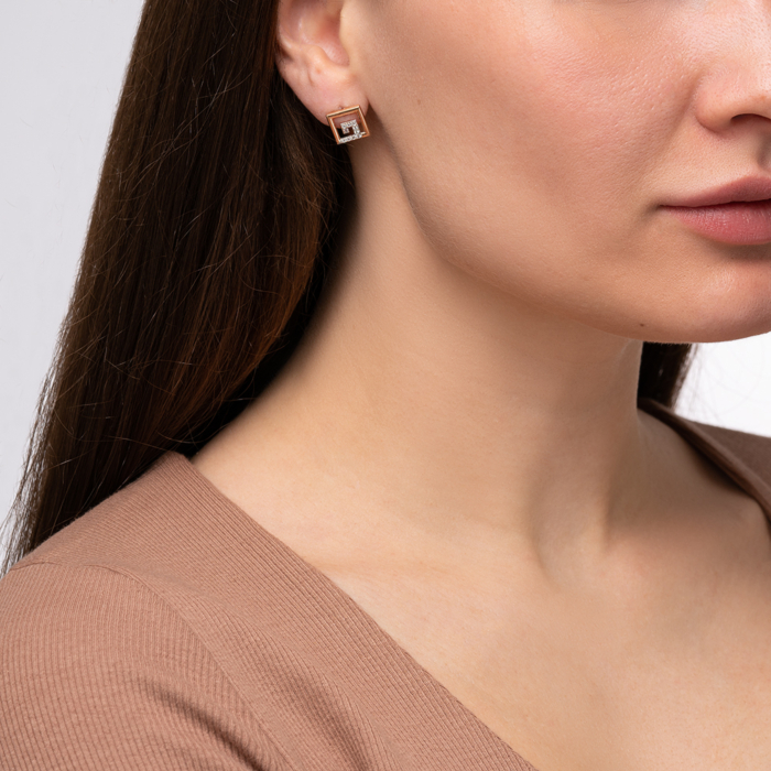 Золоті пусети з фіанітами. Артикул 23214/01/1/13