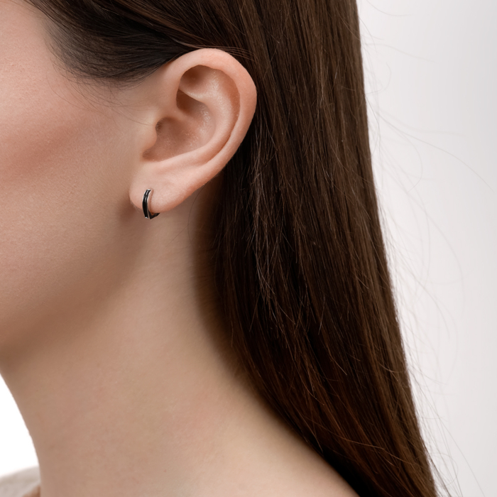 Серебряные серьги-конго с эмалью. Артикул B01585-E/12/389