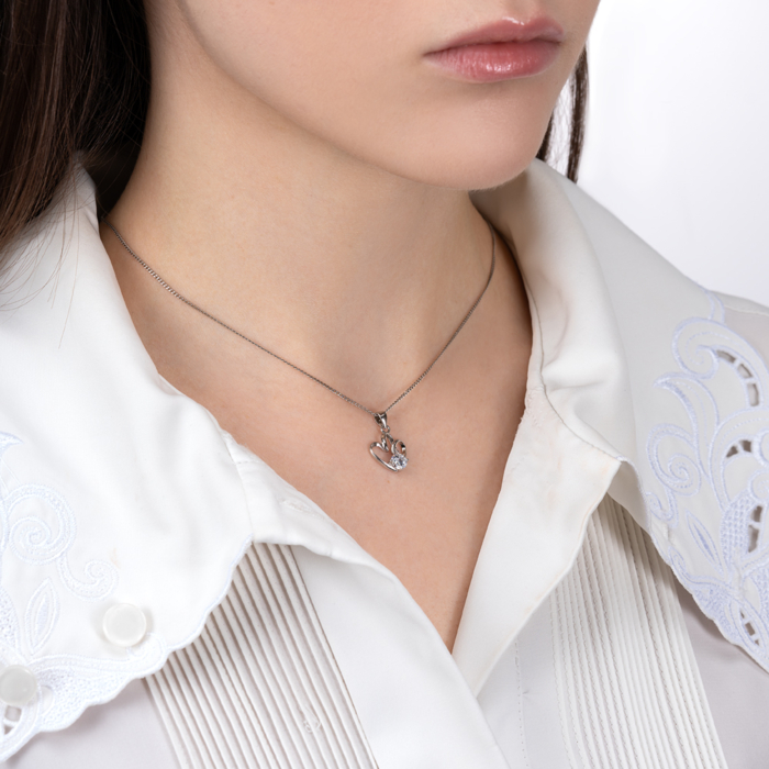 Срібна підвіска з фіанітом. Артикул SP01010-P/12/1