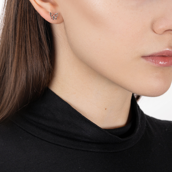 Срібні пусети Метелики. Артикул SE00699-E/12