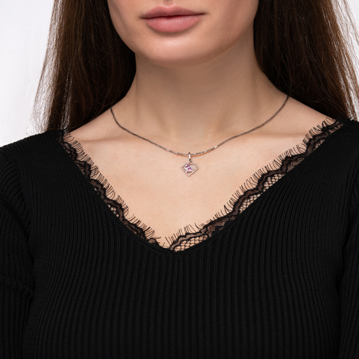 Срібна підвіска з фіанітами. Артикул GP14305A-P/12/1514