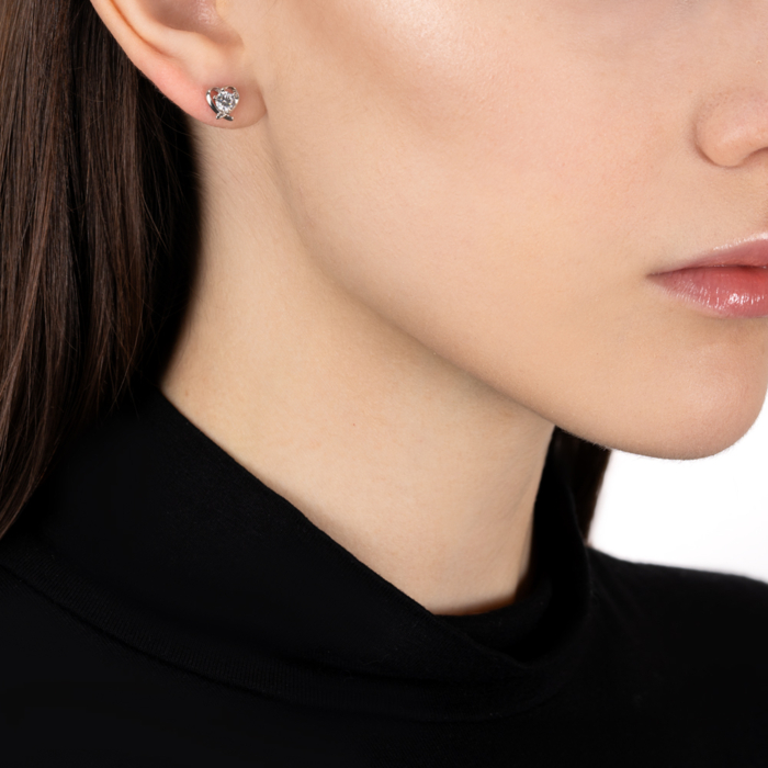 Серебряные пуссеты с фианитом. Артикул SE01431-E/12/1