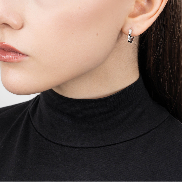 Срібні сережки-конго з фіанітами. Артикул B02123-E/12/1