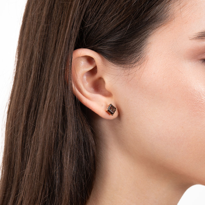 Золотые серьги с раухтопазом. Артикул 540277/01/0/7824