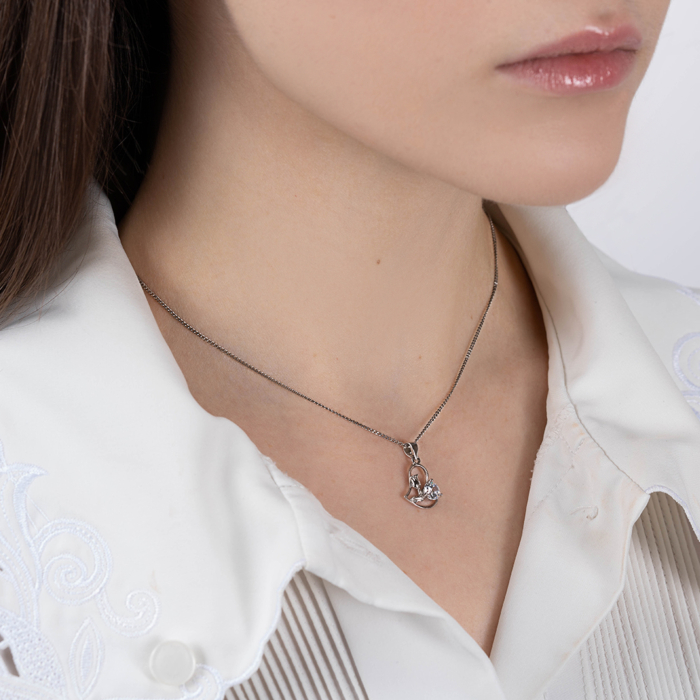 Срібна підвіска з фіанітом. Артикул SP01006-P/12/1