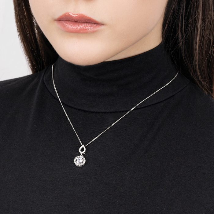 Срібна підвіска з фіанітами. Артикул SZDN08814-P/12/1