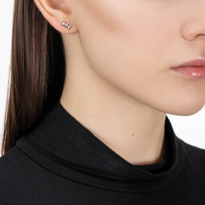 Срібні сережки з фіанітами. Артикул SE00729-E/12/1