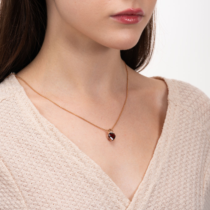 Золота підвіска з гранатом та фіанітами. Артикул 550120/01/1/5187