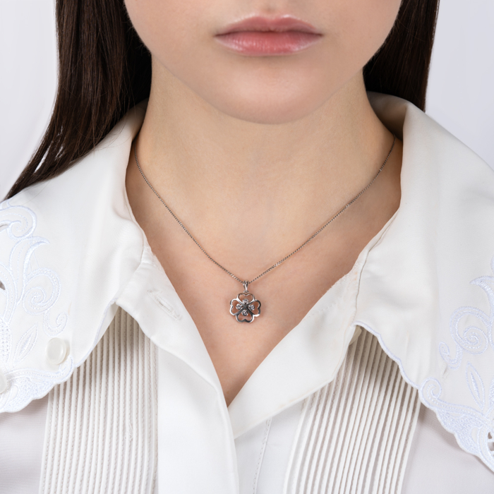 Срібна підвіска з фіанітами. Артикул SP00504-P/12/1