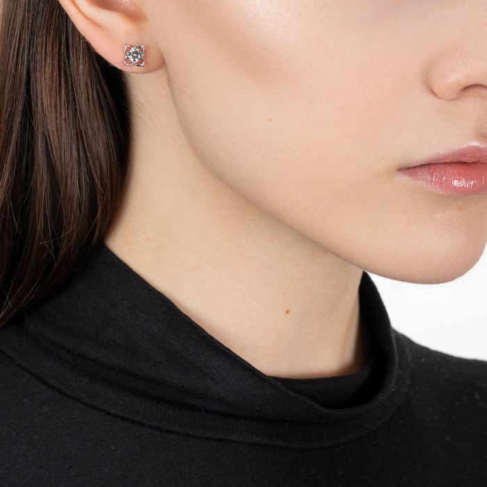 Срібні сережки з фіанітом. Артикул SE01405-E/12/1