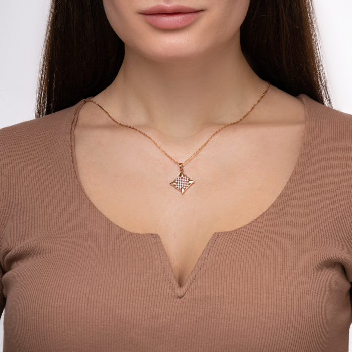 Золота підвіска з фіанітами. Артикул 32433/01/1/13